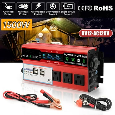 Zengest 12V 1500W Continuous 3000W Surge Power Inverter with LCD Smart Digital Display for RV