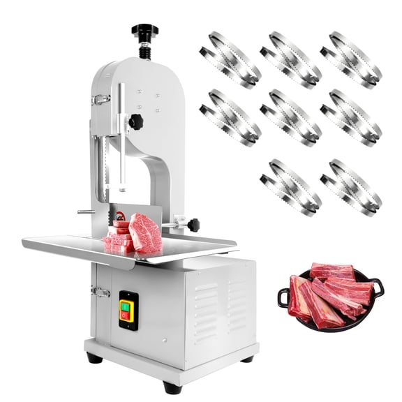 1500W Commercial Bandsaw Machine, Electric Bone Saw Machine with 8 Saw Blades, Frozen Meat Cutter, Bone Sawing Machine for Kitchen & Food Processing Factories