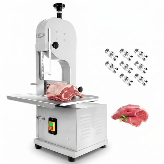 1500W Commercial Bone Saw Machine, 0.04-7.8in Cutting Thickness, 330-441lbs/h, Stainless Steel Workbench, for Restaurant, Butcher Shop
