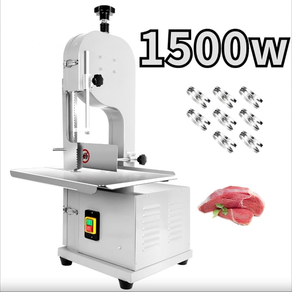 1500W Commercial Bone Saw Machine, Electric Frozen Meat Cutter, Stainless Steel Workbench, Adjustable Cutting Thickness, for Butcher Shop Restaurant