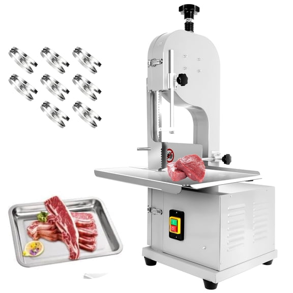 2000W Commercial Electric Bone Saw Machine, 110V Meat Bandsaw with Stainless Steel Workbench, Replaceable Blade, 330-441LBS/H Cutting Capacity for Restaurant, Supermarket and Meat Processing