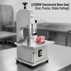 1500W Commercial Electric Meat Bandsaw, Bone Sawing Machine for Restaurants and Meat Processing Plants, Stainless Steel Bone Sawing Machine with 8 Saw Blades
