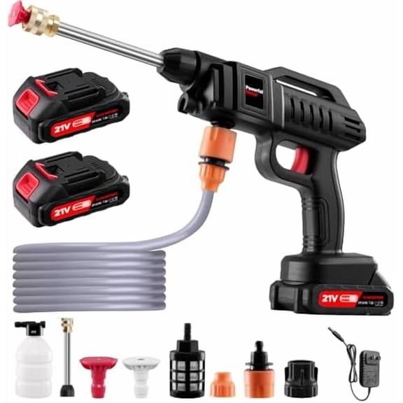 1500W Cordless Pressure Washer, Portable Power Washer with 21V 2 * 2.0Ah Battery, Battery Pressure Washer Kit for Washing Cars/Floor/Garden Cleaning & Watering$$Garden & Patio
