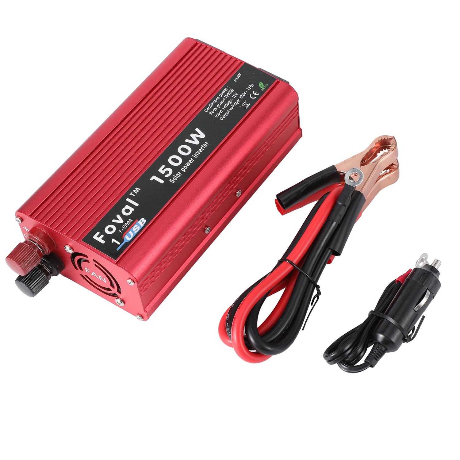 1500W DC 12V to AC 110V Power Inverter Converter W/ Dual Outlets for Home Car Outdoor Use