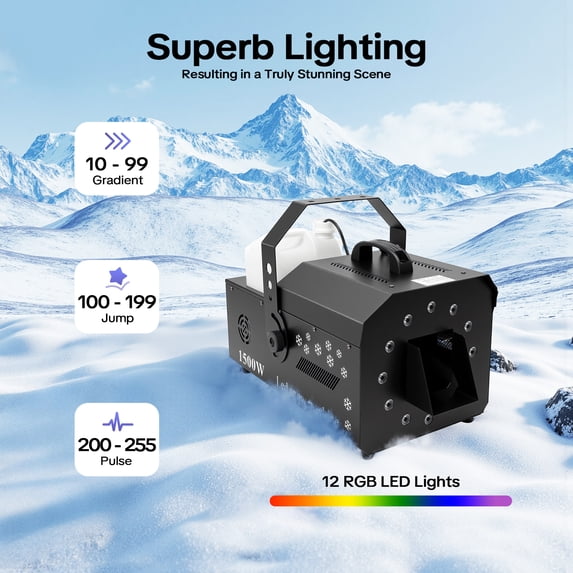 1500W DMX Snow Machine+RGB LED Light +Remote DJ Snowflake Machine Snow Maker