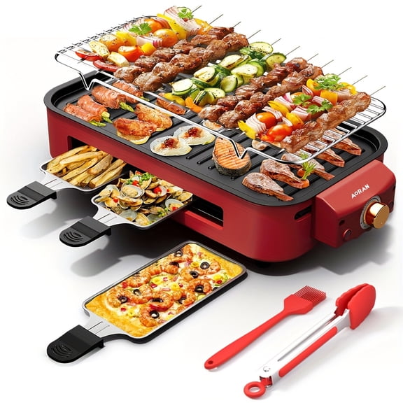 1500W Detachable Electric Grill - 3-Tray Non-Stick Stainless Steel with Adjustable Temperature US Plug