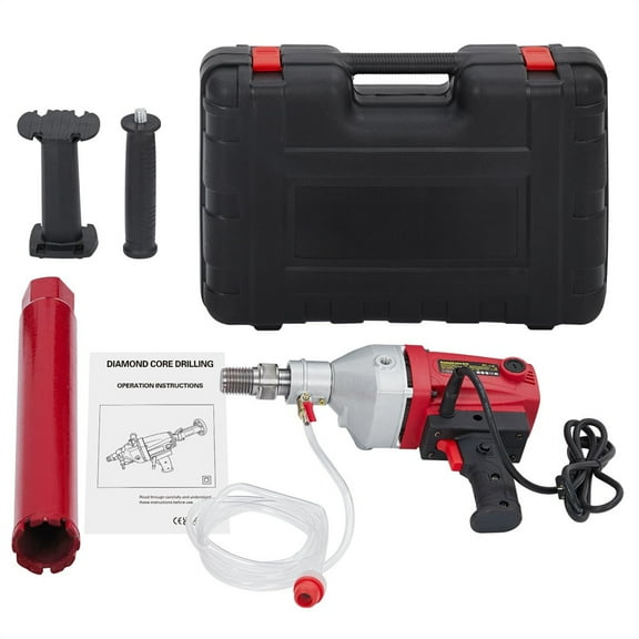 1500W Diamond Core Drilling Machine, Dry & Wet Handheld Drilling Rig with 2" Drill Bit 1-1/4"-7 UNC, 1880RPM Core Drill Rig 4" Max Drilling Diameter for Reinforced Concrete Brick Wall
