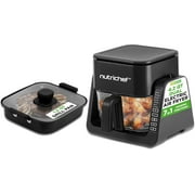 1500W Electric Air Fryer & Grill with 4L Glass Pot, 7-in-1 Functions, Large Digital Control Panel