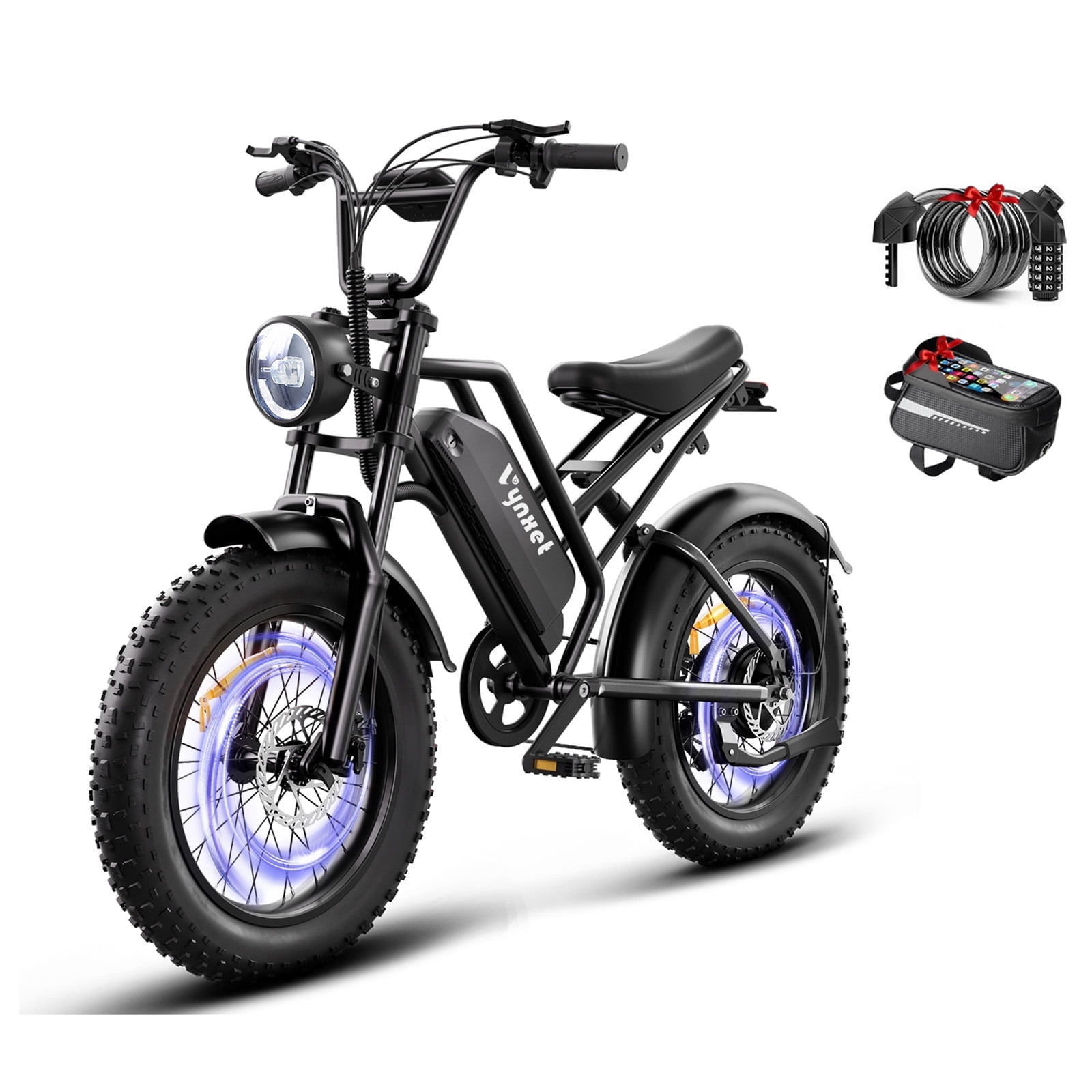 1500W Electric Bike, 20" Fat Tire E-Mountain Bikes, 48V 18Ah 32MPH Ebike for Adults Full Suspension UL2849, All-Terrain E-Bike, Black