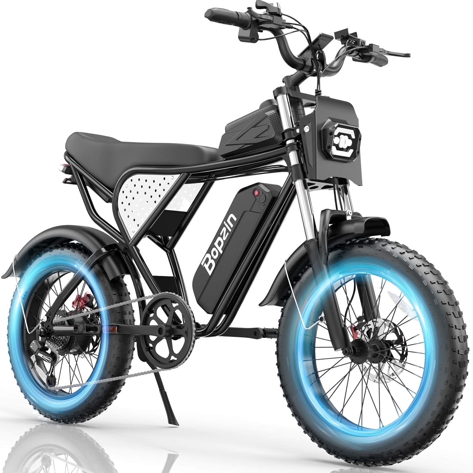 Peak 1500W Electric Bike for Adults,48V 20Ah,Max 80miles & 28mph Electric Bicycle, 20" Fat Tire Full Suspension Mountain Bike UL2849
