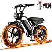 1500W Electric Bike for Adults, 48V 15.6AH Removable Battery, 28MPH & Full Suspension & 20X4 Fat Tire E-bike, UL2849 Mountain Bike with Long Seat