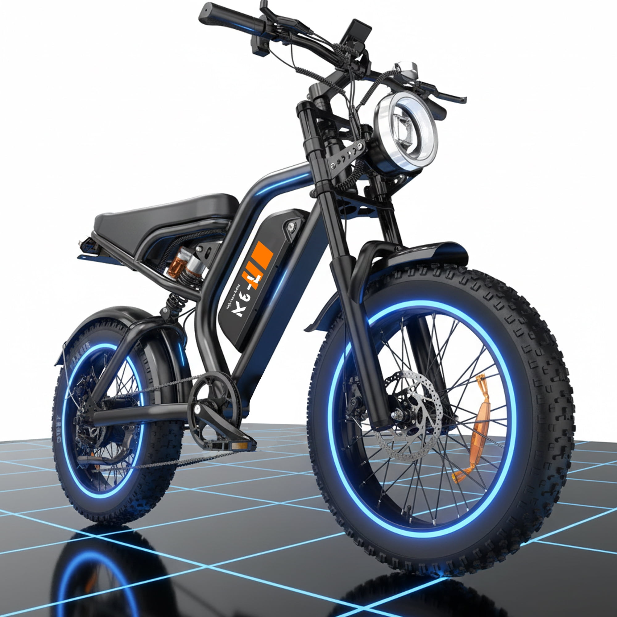 1500W Peak Electric Bike for Adults, 32MPH E-Mountain Bike 48V 15Ah UL2849 Certified, 20"Fat Tire eBike, Snow Bike