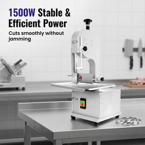 1500W Electric Bone Saw Machine, Stainless Steel Build for Clean & Fast Cutting, 19"x15" Large Worktable, 0.04"-5" Thickness Adjustable, Frozen Meat & Fresh Bone Cutter for Ribs Pork Beef