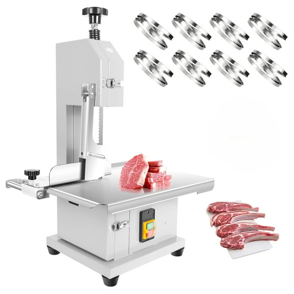 1500W Electric Bone Saw Machine, Stainless Steel Meat Bandsaw with 8 Saw Blades, Frozen Meat Cutter with 19"x14" Workbench, Meat Cutting Machine for Fish, Lamb, Meat Processing