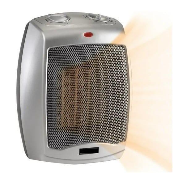 1500W Electric Ceramic Space Heater With Adjustable Thermostat, 754200, Silver ,Warm Any Angle