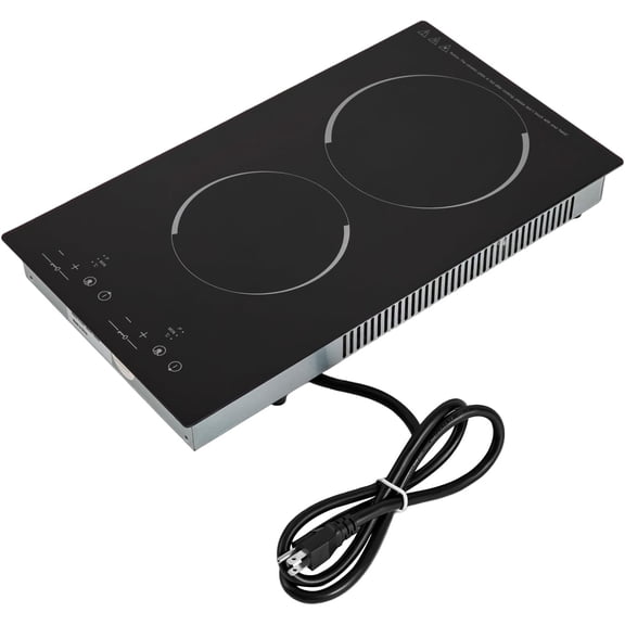 1500W Electric Cooktop Electric Stove Top with LED Display 110V Intelligent Control Built-in Cooktop 9 Heating Level Sensor Touch Control for Kitchens (2 Burners)