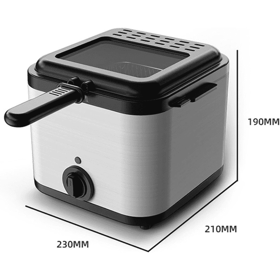 1500W Electric Deep Fryer with Adjustable Temperature Control, 2.5L Non-Stick Basket & Viewing Window, Folding Handle and Locking Cover for Easy Storage, Black