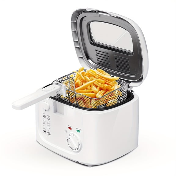 1500W Electric Deep Fryer with Adjustable Temperature Control, 84.54oz Non-Stick Basket & Viewing Window, Removable Lid for Easy Cleaning, One-Touch Switch, Christmas Gift