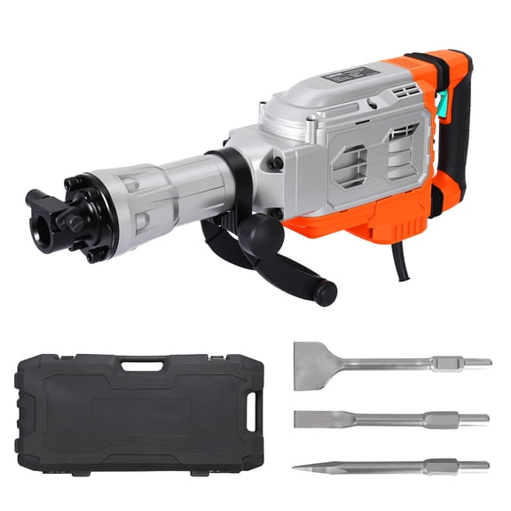 1500W Electric Demolition rotary hammer 1800 BPM Heavy-Duty Concrete Breaker 360° Adjustable TH-168D pointed chisel flat 100mm chisel