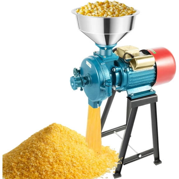 1500W Electric Grain Mill Grinder with Funnel, Adjustable Output Thickness 110V & Home Corn Grinder Machine for Rice, Cereals, Spices, Red Beans Feed Mill (Dry Food)