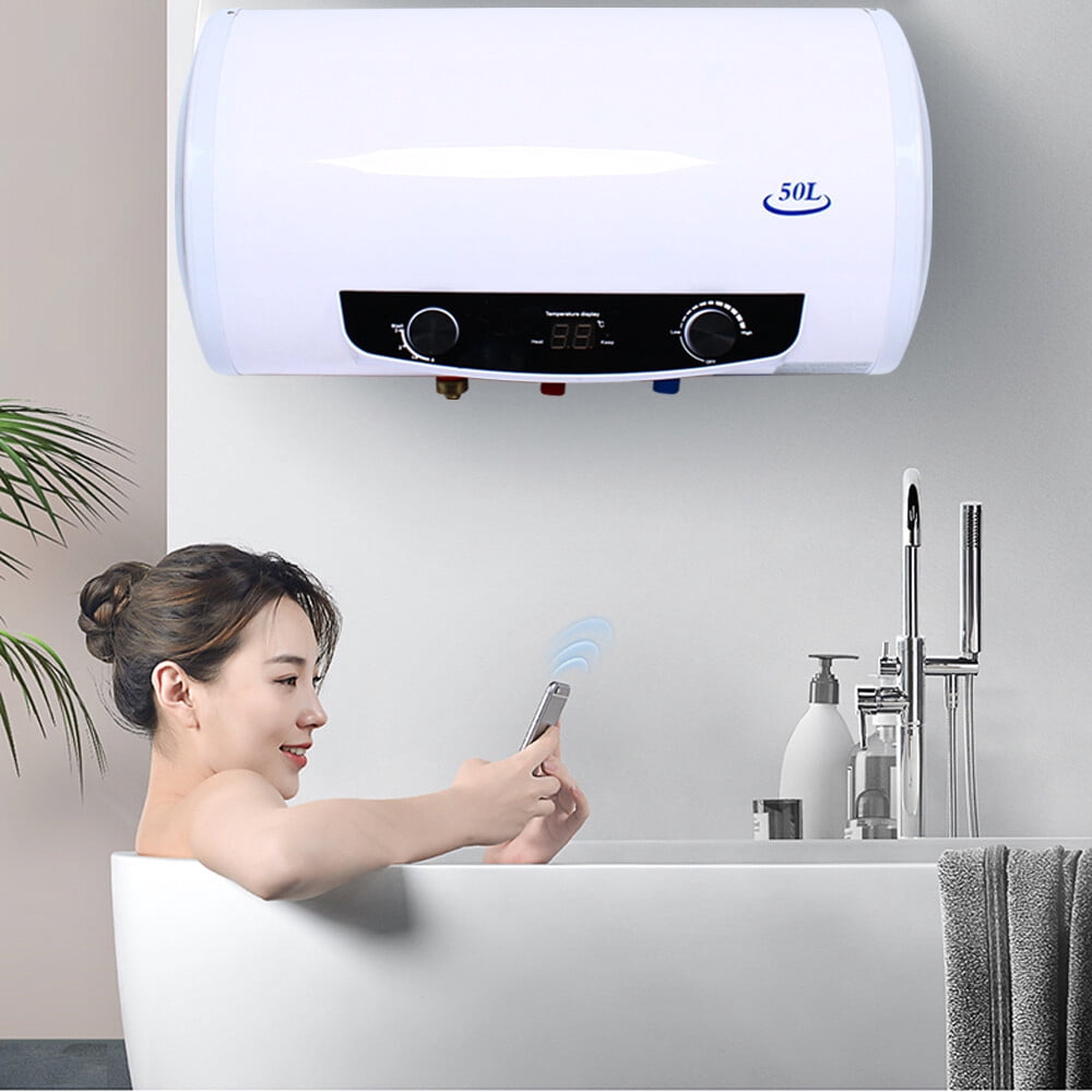 1500W Electric Hot Water Heater, White, 35L/9.25gal Wall-mounted Warmer Heat Tank for Bathroom Shower House 110V
