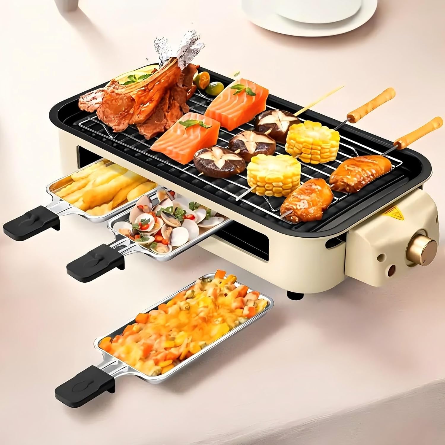 1500W Electric Indoor Grill,2 in 1 Smokeless Indoor Grills for Kitchen ...