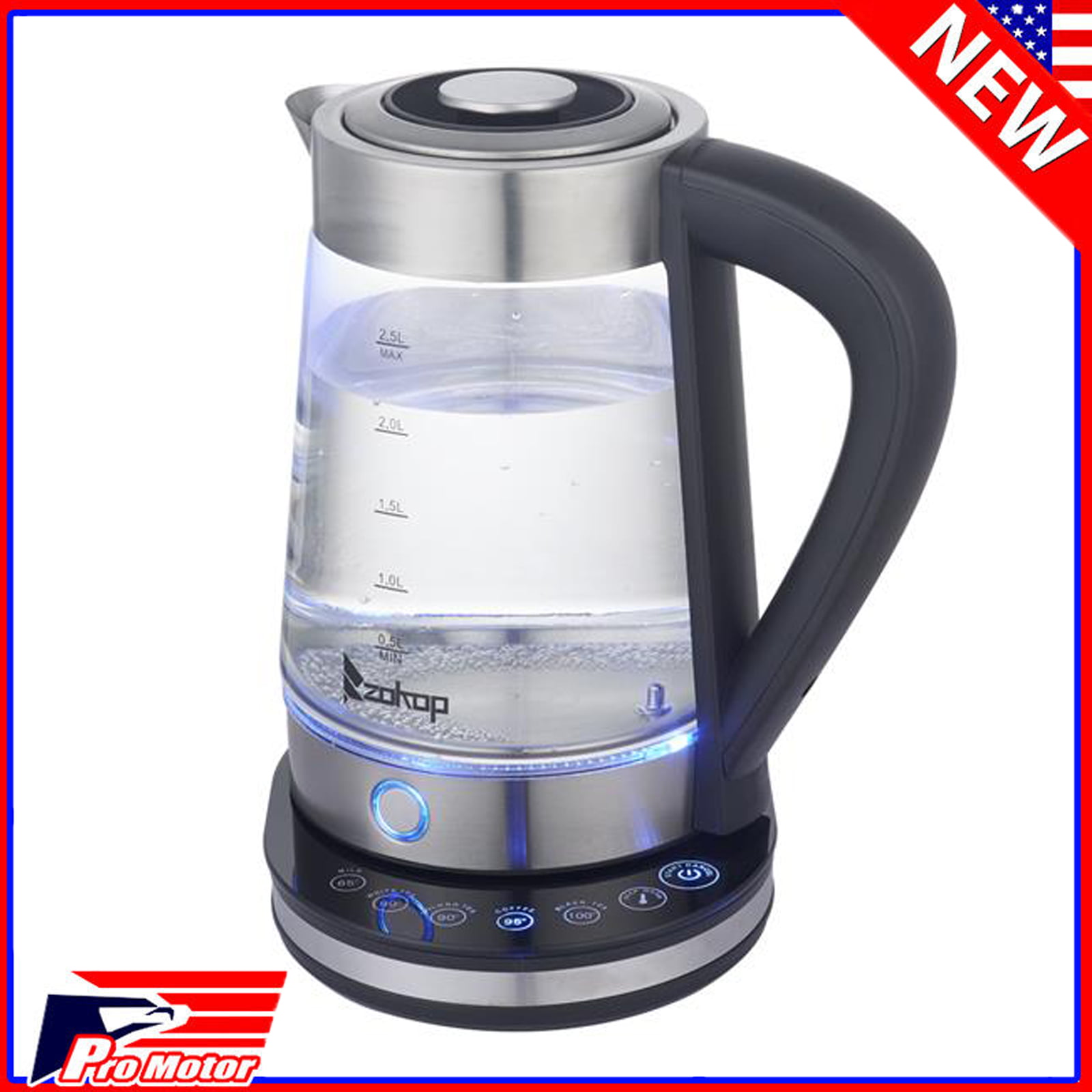 ZOKOP 1500W 110V 1.8L Electric Crystal Clear Glass Kettle