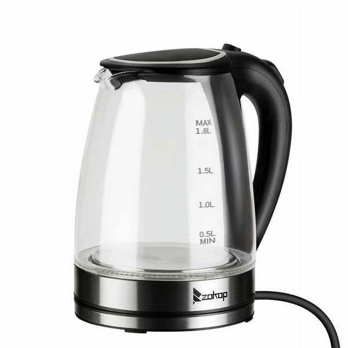 1500W Electric Kettle Water Heater with SpeedBoil Tech, 1.8 Liter Cordless with LED Light, Borosilicate Glass, BPA-Free with Auto Shut-Off and Boil-Dry Protection