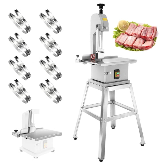 1500W Electric Meat Cutter with Stand, High Power Pure Copper Motor, Wear-Resistant Pulley, Multifunctional Bandsaw for Commercial Use