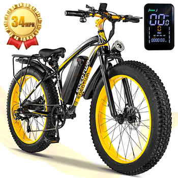 EOEOTWO 1500W Electric Mountain Bike for Adults,48V 15Ah Battery, 60Miles Longe Range, 34MPH Fast Cruiser Ebike, 26'' Fat Tire All-Terrain E-Bicycle with Front Suspension & LED Display
