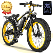 EOEOTWO 26'' Fat Tire Electric Mountain Bike for Adults, 1500W 48V 15Ah Battery, 60Miles Longe Range, 34MPH High-Speed Cruiser EBike, All-Terrain Bicycle with Front Suspension & LED Display