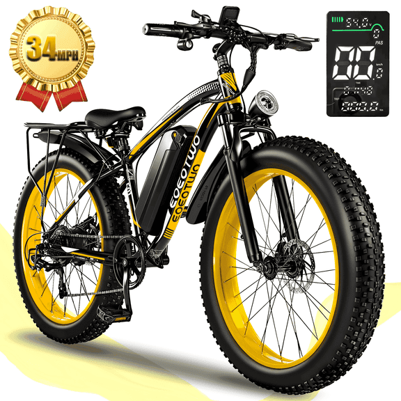 EOEOTWO 1500W Electric Mountain Bike for Adults,48V 15Ah 60Miles Longe Range, 34MPH Fast Cruiser Ebike, 26'' Fat Tire All-Terrain E-Bicycle with LED Display