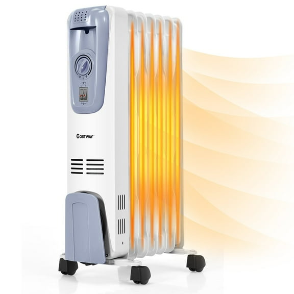 1500W Electric Oil Filled Radiator Space Heater 7-Fin Thermostat Room Radiant