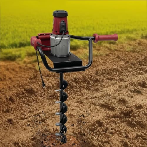 1500W Electric Post Hole Auger, Earth Auger Hole Digger Digging Tools Auger with 2 Digging Auger Bits 4" 6"and Extension Rods,Auger Post Hole Digger for Farmland, Garden and Plant$$Garden & Patio