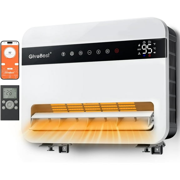 1500W Electric Space Heater, 120Vertical Oscillation, Compatible with Alexa, Adjustable Thermostat, Remote Control, 24H Timer, Easy-mounted Heater for Indoor Use