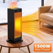 1500W Electric Space Heater with Humidifier, Ceramic Heating Portable Heater with 90  Oscillation and 12-Hour Timer for Indoor Use, Black