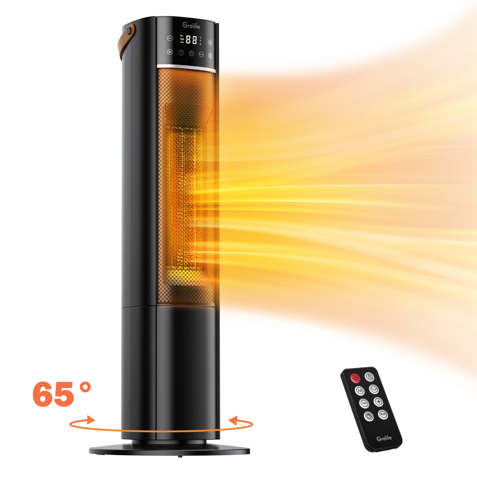 1500W Electric Space Heater with Remote, 26 Portable Heater 75°  Oscillating Heater with Night Light for Office, Home - Walmart.com