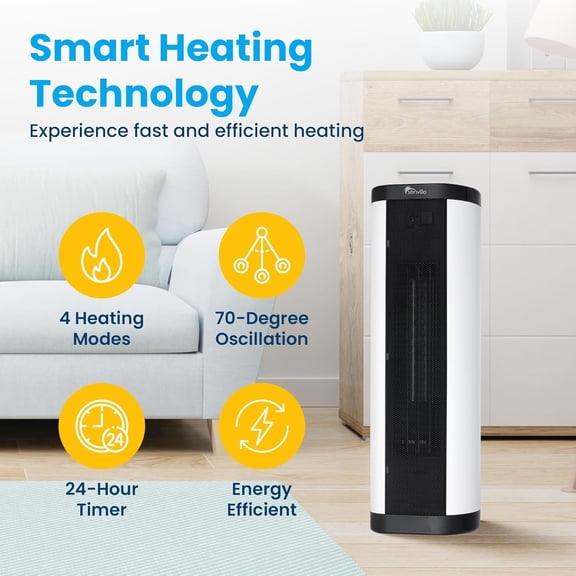 1500W Electric Space  with Ceramic Technology, Digital Thermostat, Remote Control, Overheat  for Indoor Use