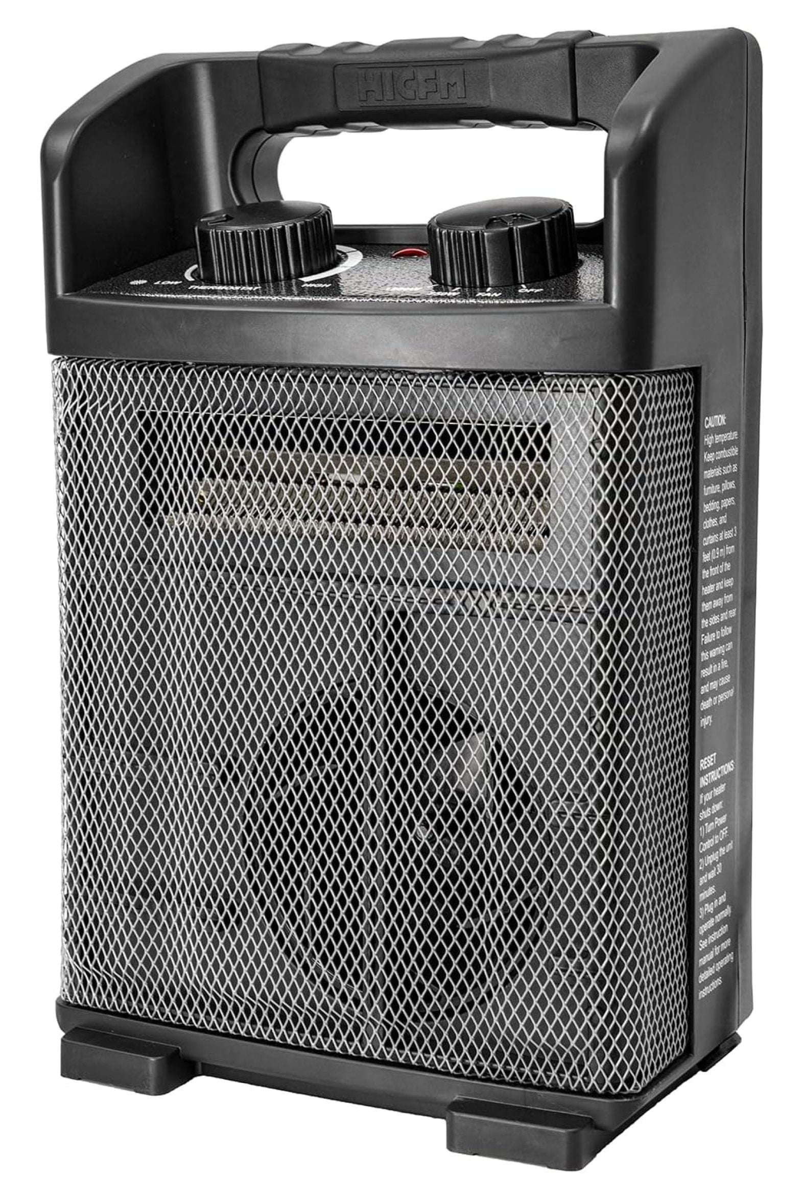 1500W Black Electric Utility Space Heater with Thermostat and Fan