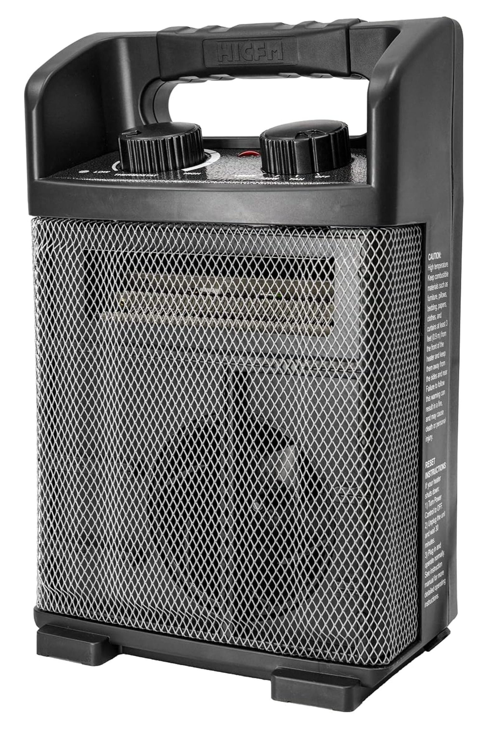 1500W Black Electric Utility Space Heater with Thermostat and Fan