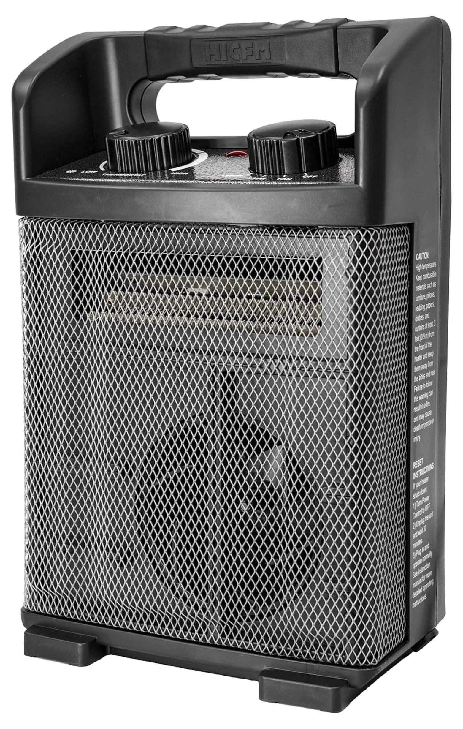 1500W Black Electric Utility Space Heater with Thermostat and Fan