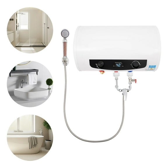 1500W Electric Water Heater, 110V Wall Mounted Water Heater with 10 Gallon Tank, Instant Hot Water Heater for Bathroom, Kitchen, RV, IPX4 Waterproof, Includes Shower Head & Faucet