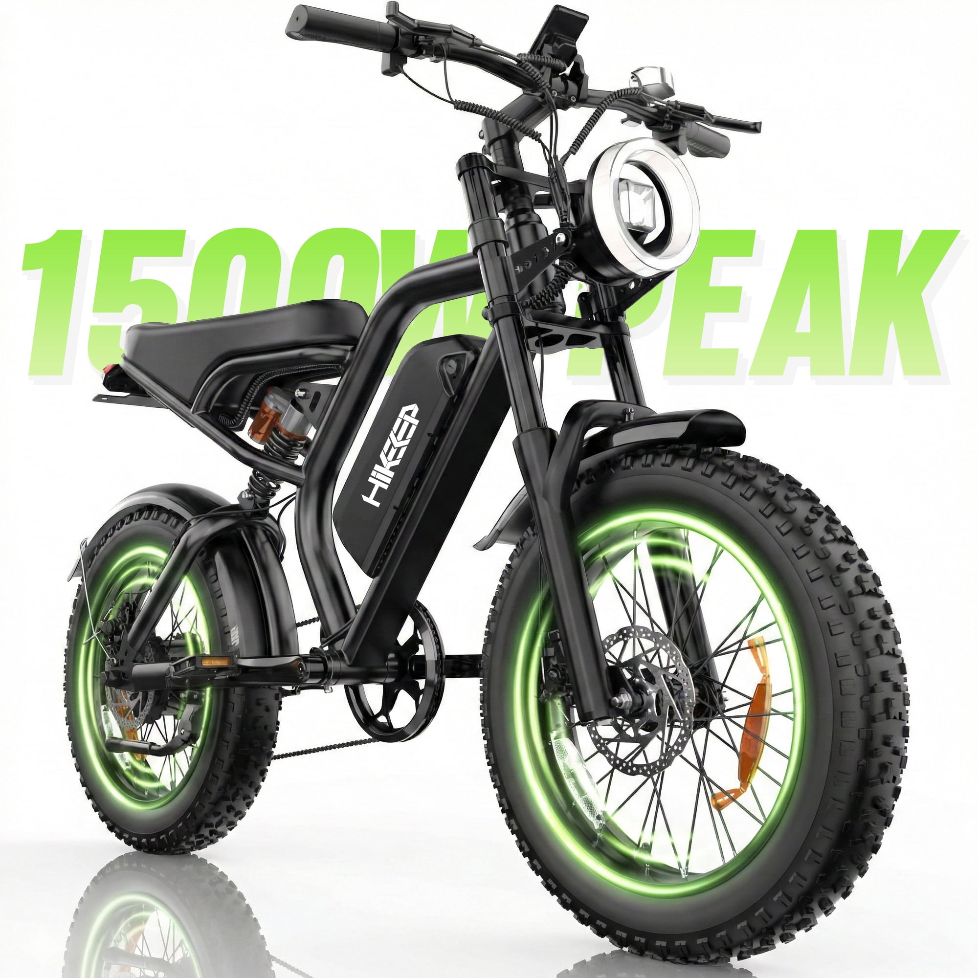 HiKeep 1500W Peak Electric Bike for Adults, 20" Fat Tire Ebike, 48V 15.6Ah Battery, E-Mountain Bike, Shimano 7-Speed Bicycle, UL2849