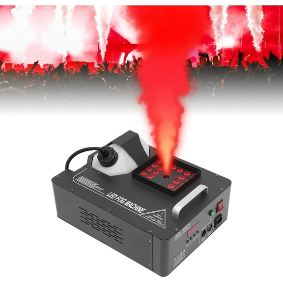 1500W Fog Machine Portable Fog Maker Machine with LED Lights and Remote Control for Wedding Halloween Party Stage Effect Decoration, Black
