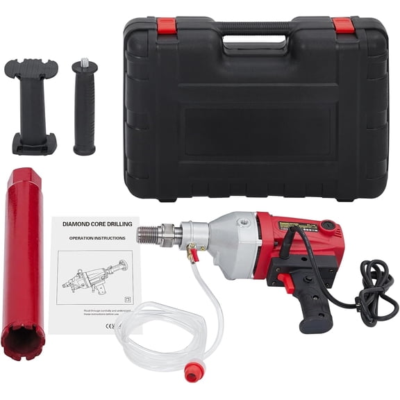 1500W Handheld Diamond Core Drill Wet and Dry Drilling for Concrete Max 4 In Hole