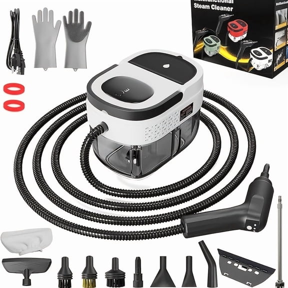 1500W High Pressure Handheld Steam Cleaner - 1.6L Water Tank, 3 Levels Adjustable Handle for Home/Car/Furniture/Bed Bugs Deep Cleaning