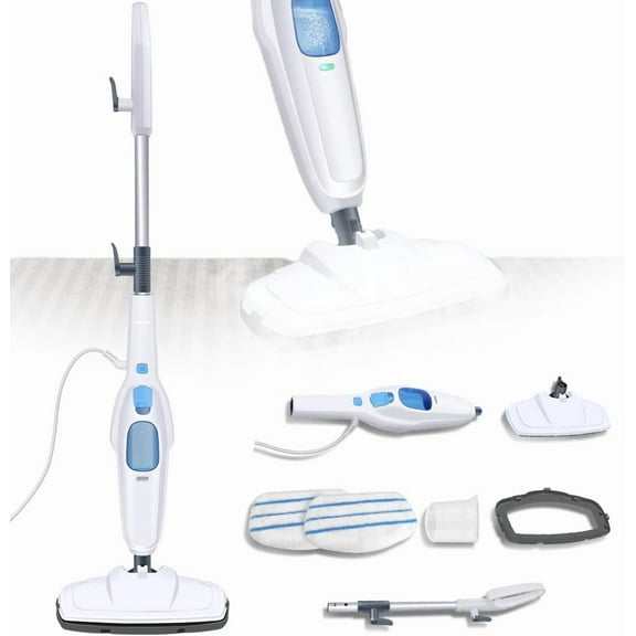 1500W Hot Steam Mop Floor Cleaner Electric Hand Held Steam Cleaner Multipurpose Handheld Cleaning Machines Detachable with Microfiber Pads For Cleaning Laminate Hardwood Marble Tile Floor Carpet