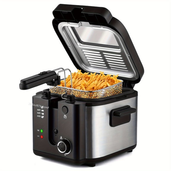 1500W Household Electric Deep Fryer with Basket - Temperature Control, Detachable Lid & Non-Stick Inner Pan - Easy Clean (0.4-1.59Gal Options) - Father's Day Gift