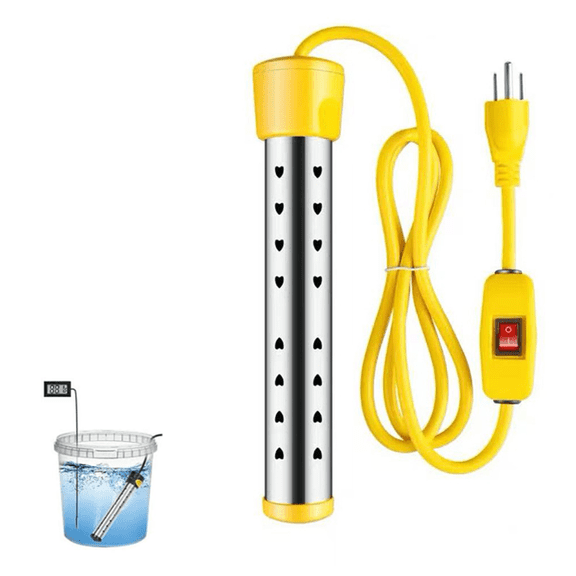 1500W Immersion Water Heater Includes switch, Portable Bucket Heater for Camping Small Pool Home Bathtub Basin