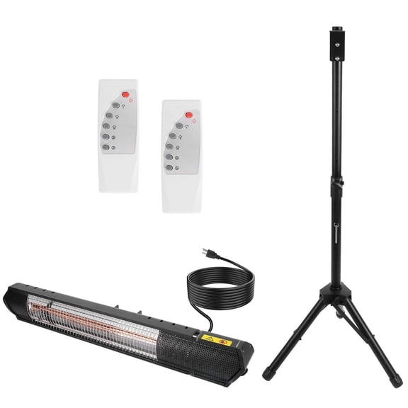 1500W Infrared Patio Heater with Stand, 3 Heat Levels  Remote